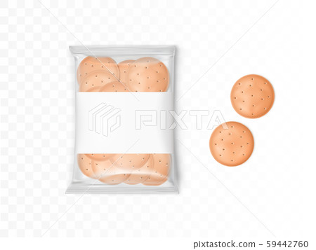 Transparent plastic package with round crackers 59442760