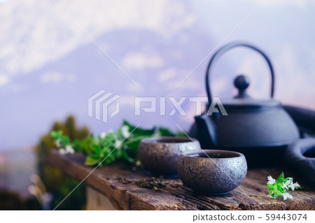 Two cups of green tea Two cups of green tea 59443074