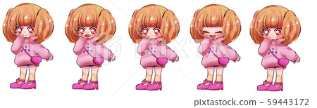Girl standing picture + facial expression difference set Girl standing picture + facial expression difference set 59443172