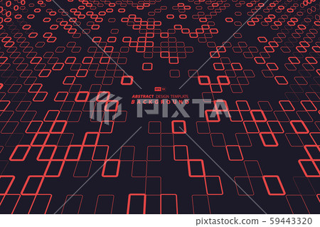 Abstract red square of technology design on dark template center background. 59443320