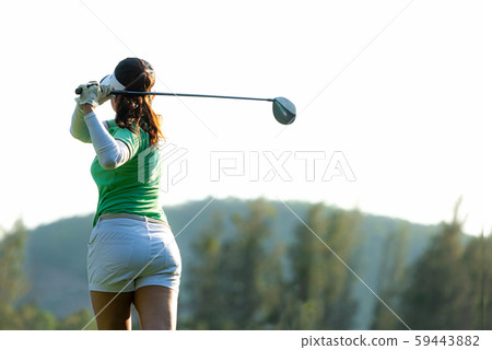Healthy Sport. Asian Sporty woman golfer player  59443882