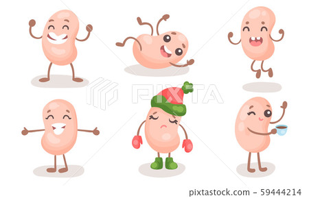 Soy Beans Vector Set. Cartoon Funny Bean Characters Soy Beans Vector Set. Cartoon Funny Bean Characters 59444214