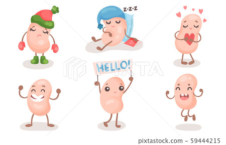 Soy Beans Vector Set. Cartoon Funny Bean Characters 59444215