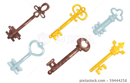 Cartoon Volume Keys Vector Set. Home Security Concept Cartoon Volume Keys Vector Set. Home Security Concept 59444258