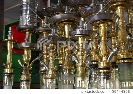 [Jordan] "Shisha" on the shelves of a water tobacco shop 59444568