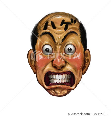 厚塗，驚喜，憤怒，緊握，磨牙症，光頭，真實，手繪， 59445109