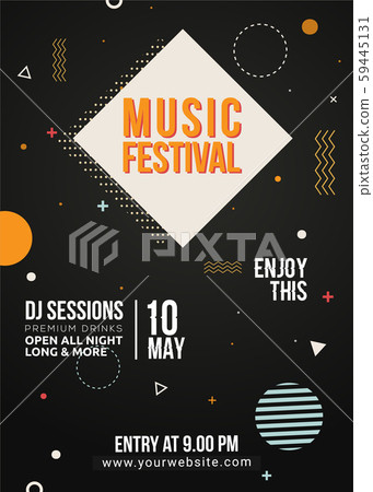 Music festival music poster. Abstract colored shapes music background. Music festival music poster. Abstract colored shapes music background. 59445131