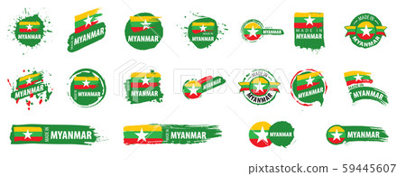 Myanmar flag, vector illustration on a white... - Stock ...