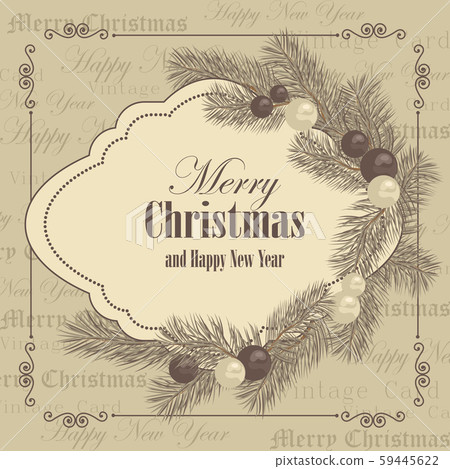 Merry Christmas and New year greeting card with... - Stock Illustration ...