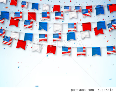 Garlands of USA flags. Banner to celebrate 59446818