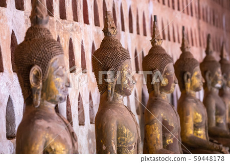 Laos, Old Buddha image in Wat Sisaket popular 59448178