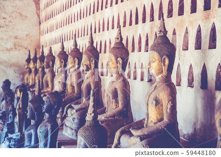 Laos, Old Buddha image in Wat Sisaket popular Laos, Old Buddha image in Wat Sisaket popular 59448180