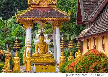 Laos, Old Buddha image in Wat Sisaket popular 59448300