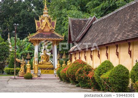Laos, Old Buddha image in Wat Sisaket popular Laos, Old Buddha image in Wat Sisaket popular 59448301