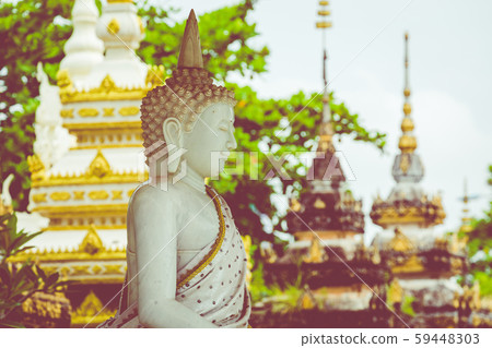 Laos, Old Buddha image in Wat Sisaket popular Laos, Old Buddha image in Wat Sisaket popular 59448303