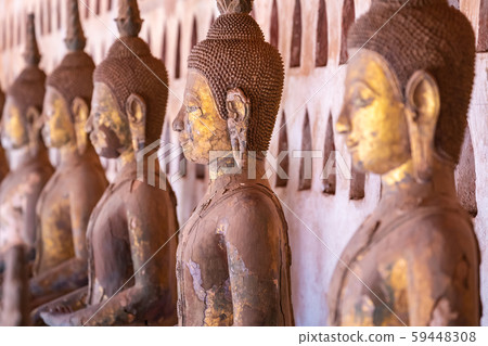 Laos, Old Buddha image in Wat Sisaket popular 59448308