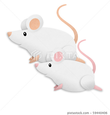 日本紙白色鼠標插圖，兩個正在運行 59448406
