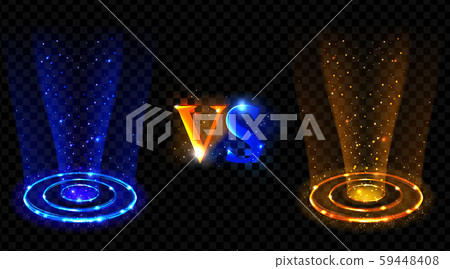 Hologram effect vs circles. Neon versus round rays 59448408