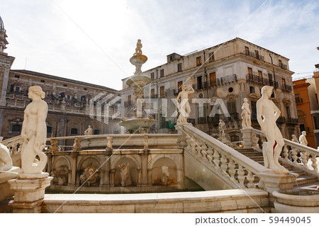 Shame fountain in Piazza Pretoria, chapels of San Giuseppe dei Teatini church 59449045