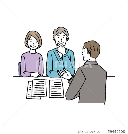 Middle aged couple consulting illustration Middle aged couple consulting illustration 59449208