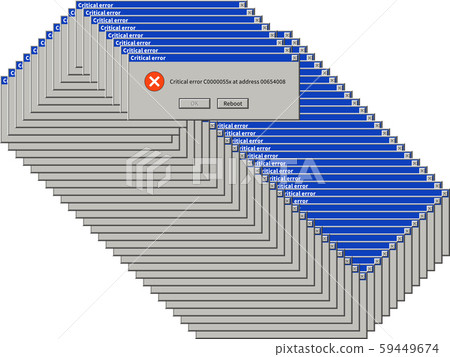 Alert dialog windows. System failure dialog box popup, retro error message, information warning 59449674