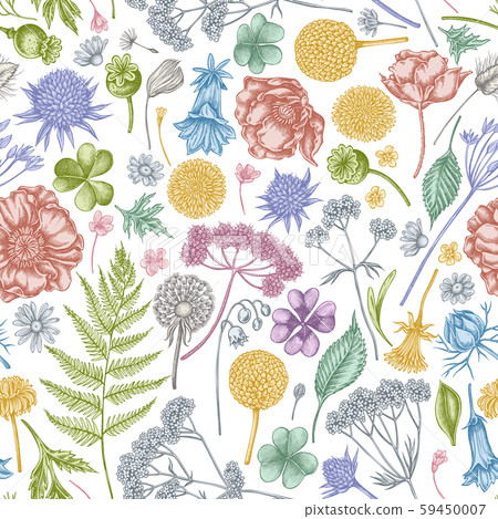Seamless pattern with hand drawn pastel... - Stock Illustration ...