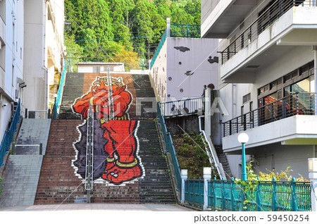 富乃井橋上惡魔的鬼怒川溫泉樓梯的街景圖片 59450254