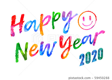 Watercolor calligraphy HAPPY NEW YEAR Smile - Stock Illustration ...