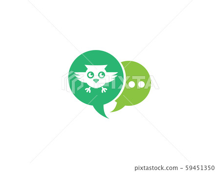 Owl open eyes and fly in a chat icon for logo 59451350