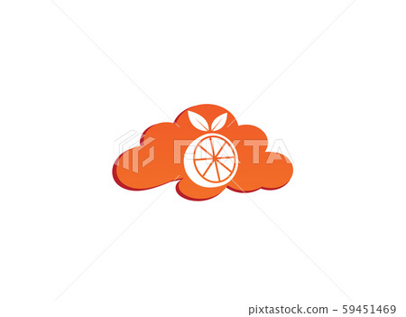 Orange half of a piece and Pulp with leaf for logo 59451469