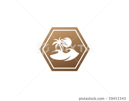 desert logo palm and sand and sun design 59451543