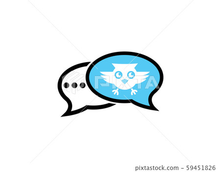 Owl open eyes and fly in a chat icon for logo 59451826
