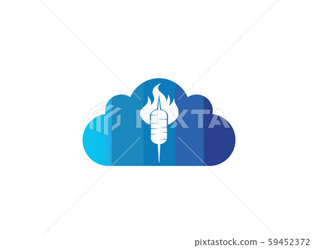 Doner kebab, Turkish meat food, barbecue in fire 59452372