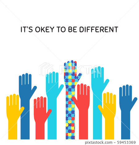 Autism awareness month flat banner vector concept 59453369