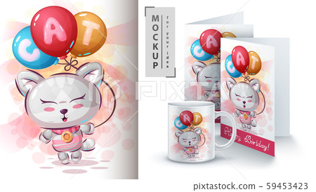 Kitty with air balloon poster and merchandising 59453423