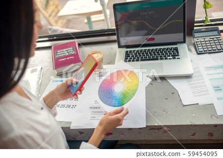 Designer making photo of color palette for new collection 59454095
