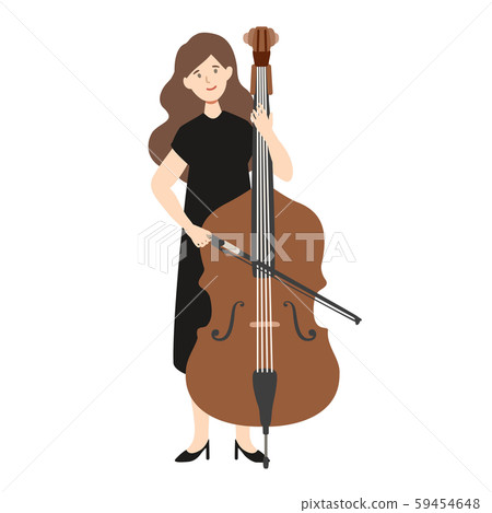 一個女人抱著一個低音提琴的矢量圖 59454648