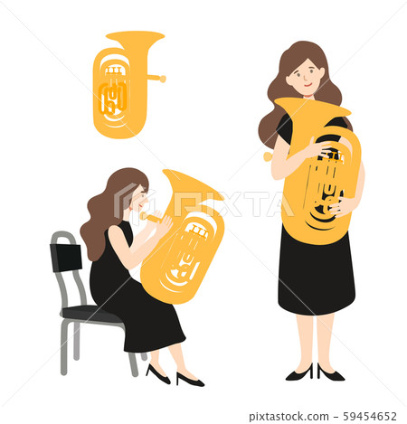 Vector illustration of a woman holding a tuba 59454652