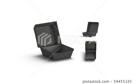 Blank opened black burger box mockup, different sides Blank opened black burger box mockup, different sides 59455185
