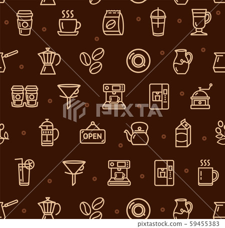 Coffee House Signs Seamless Pattern Background... - Stock Illustration ...