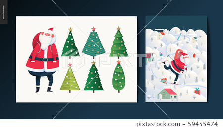 Merry Christmas and Happy New Year greeting cards set 59455474