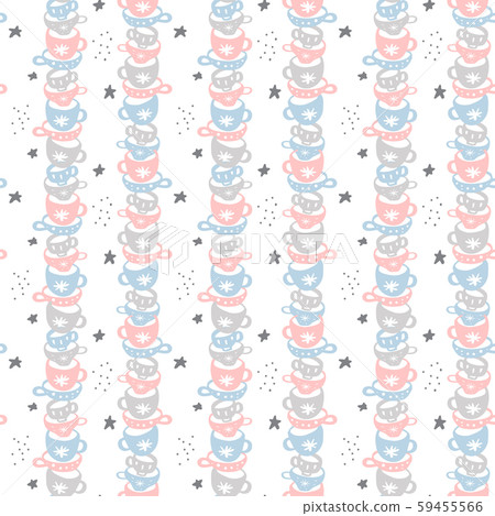 Cartoon scandinavian seamless pattern with cups. Pastel multicolors. Vector illustration can be used Cartoon scandinavian seamless pattern with cups. Pastel multicolors. Vector illustration can be used 59455566