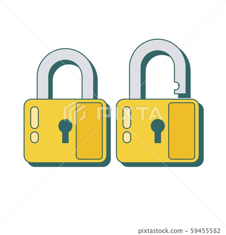 Lock Icon In Flat Style Lock Open And Lock Stock Illustration