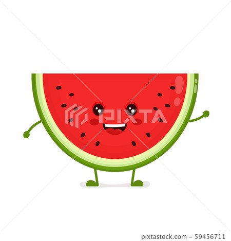 Happy cute smiling funny watermelon.  59456711