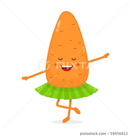 Happy cute smiling funny carrot ballerina. Happy cute smiling funny carrot ballerina. 59456812