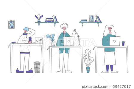 Business people work at a table. Vector concept. 59457017