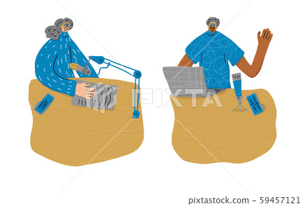 Podcast flat concept. Vector color card design. Podcast flat concept. Vector color card design. 59457121