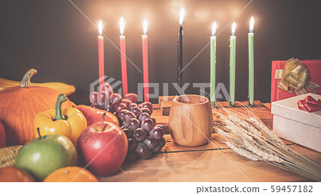 Kwanzaa holiday concept with decorate seven 59457182