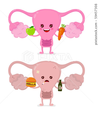 Sad unhealthy sick uterus with bottle of alcohol - Stock Illustration  [59457308] - PIXTA