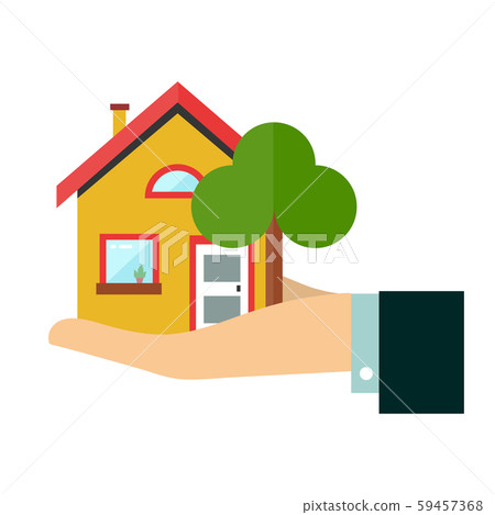 House in hand. Flat vector design icon  59457368